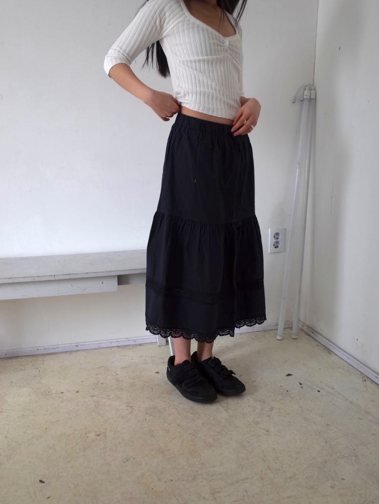 on long skirt